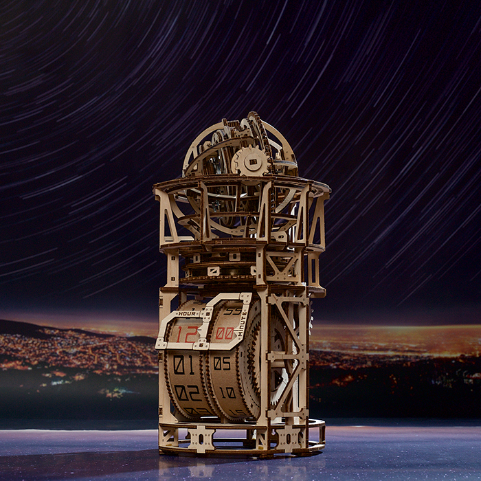Drewniany puzzle 3D Sky Watcher | Zegar stołowy | Tourbillon